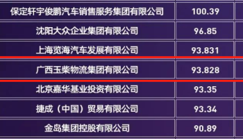 玉柴物流集團(tuán)榮獲2024中國(guó)汽車(chē)經(jīng)銷(xiāo)商集團(tuán)百?gòu)?qiáng)稱(chēng)號(hào)